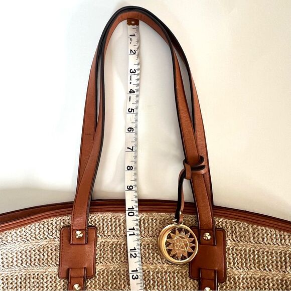 Jessica Simpson Lacey Straw Faux Leather Boho Beachy Tote Bag In Natural - Picture 13 of 14